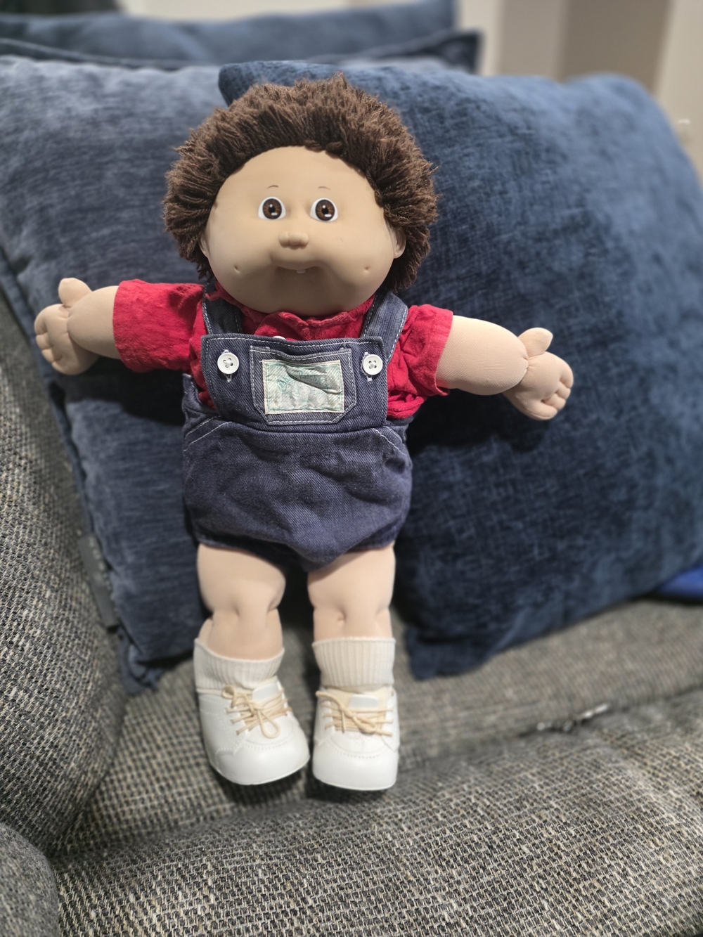 Vintage Cabbage Patch Boy doll 1983 Brown/Red Hair And Brown Eyes Signed.